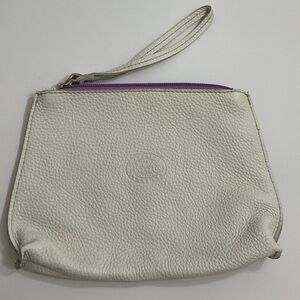 Roots pebble leather white wristlet pouch